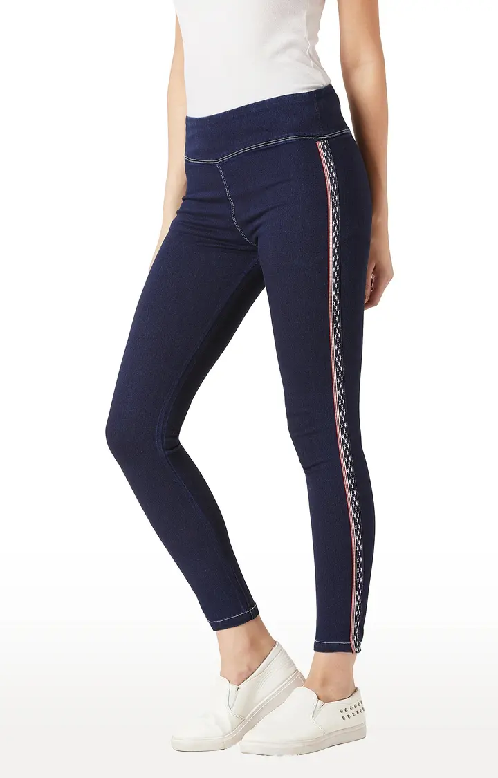 Women's Blue Solid Jeggings