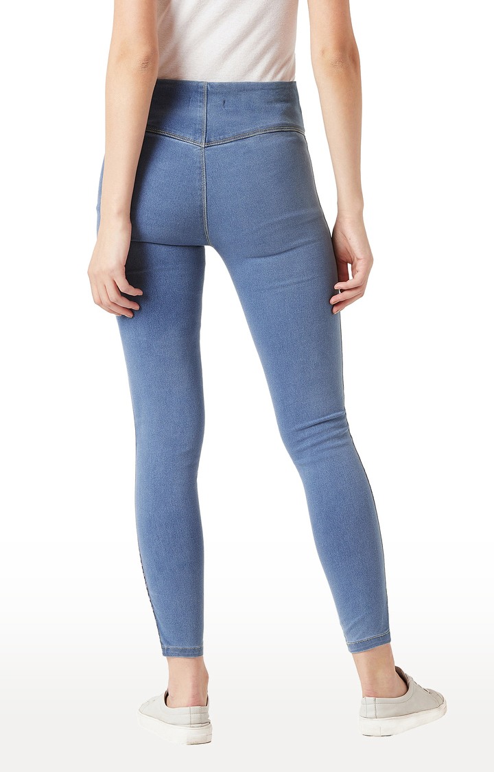 Women's Blue Solid Jeggings