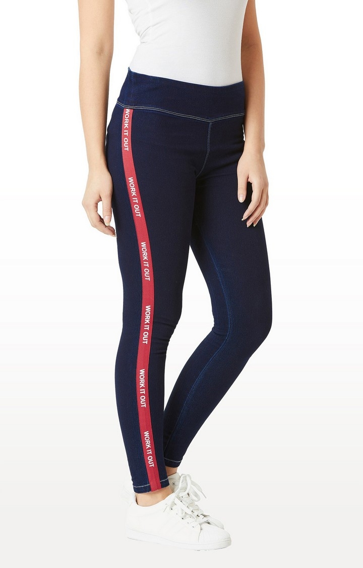 MISS CHASE | Women's Blue Solid Jeggings 2