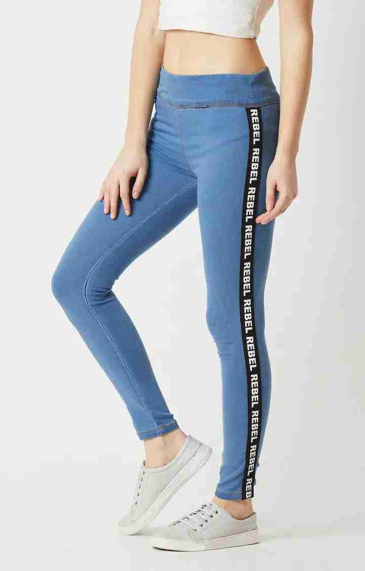 Women's Blue Solid Jeggings