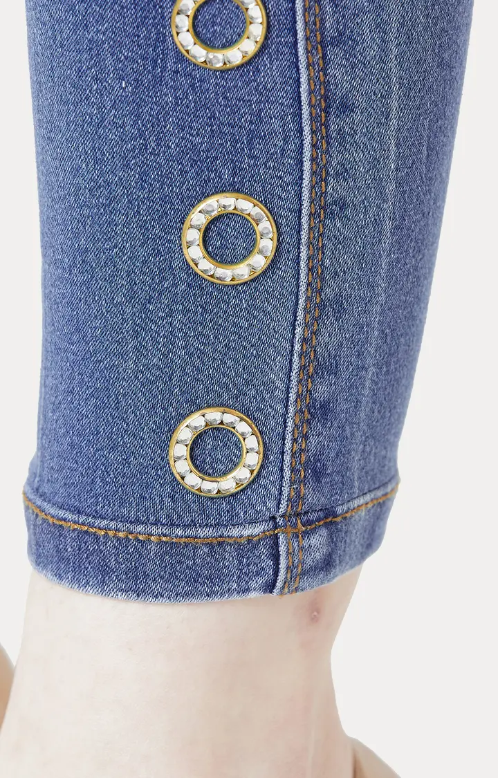 Women's Blue Solid Jeggings