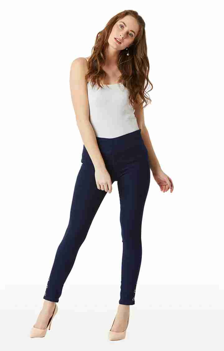 Women's Blue Solid Jeggings