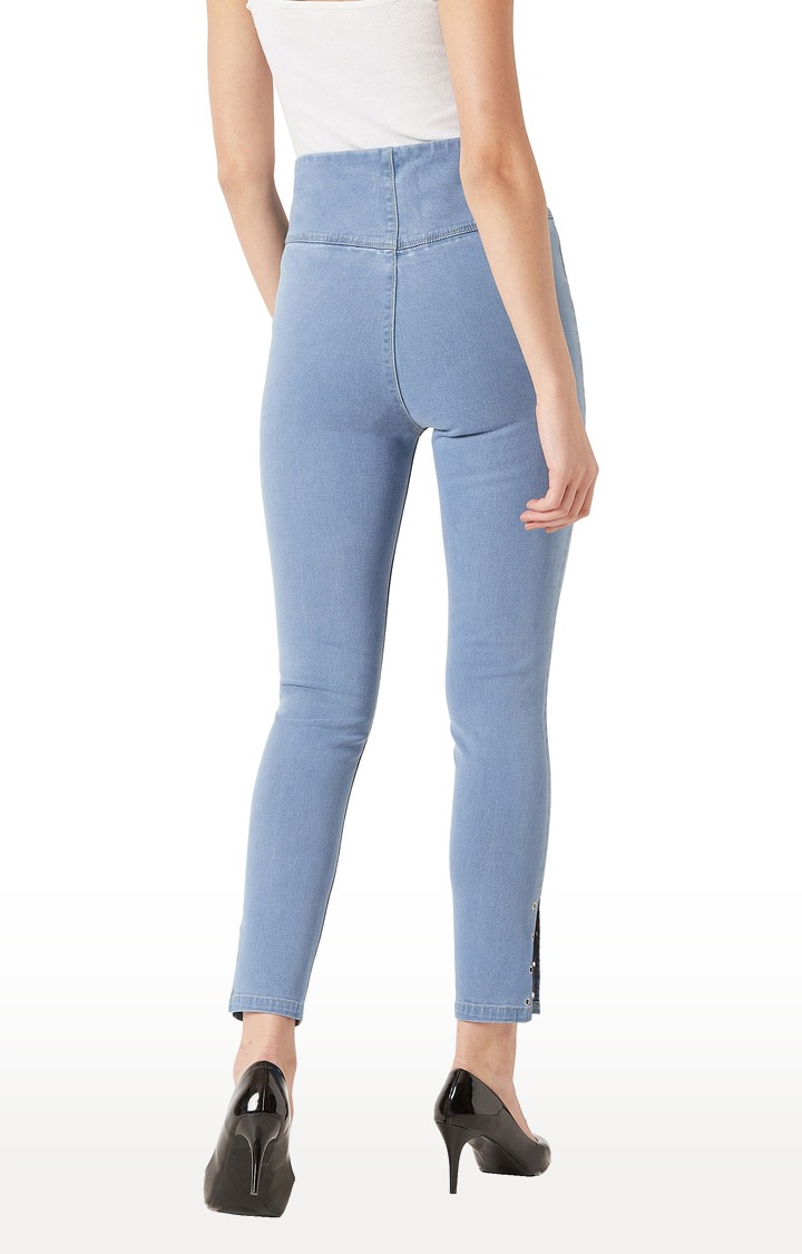 Women's Blue Solid Jeggings