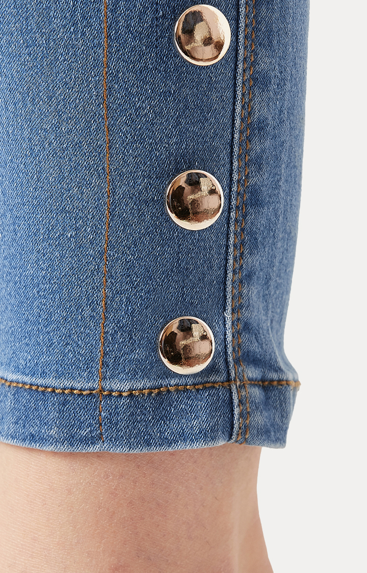 Women's Blue Solid Jeggings