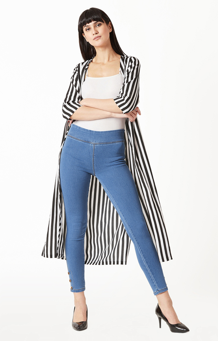 Women's Blue Solid Jeggings