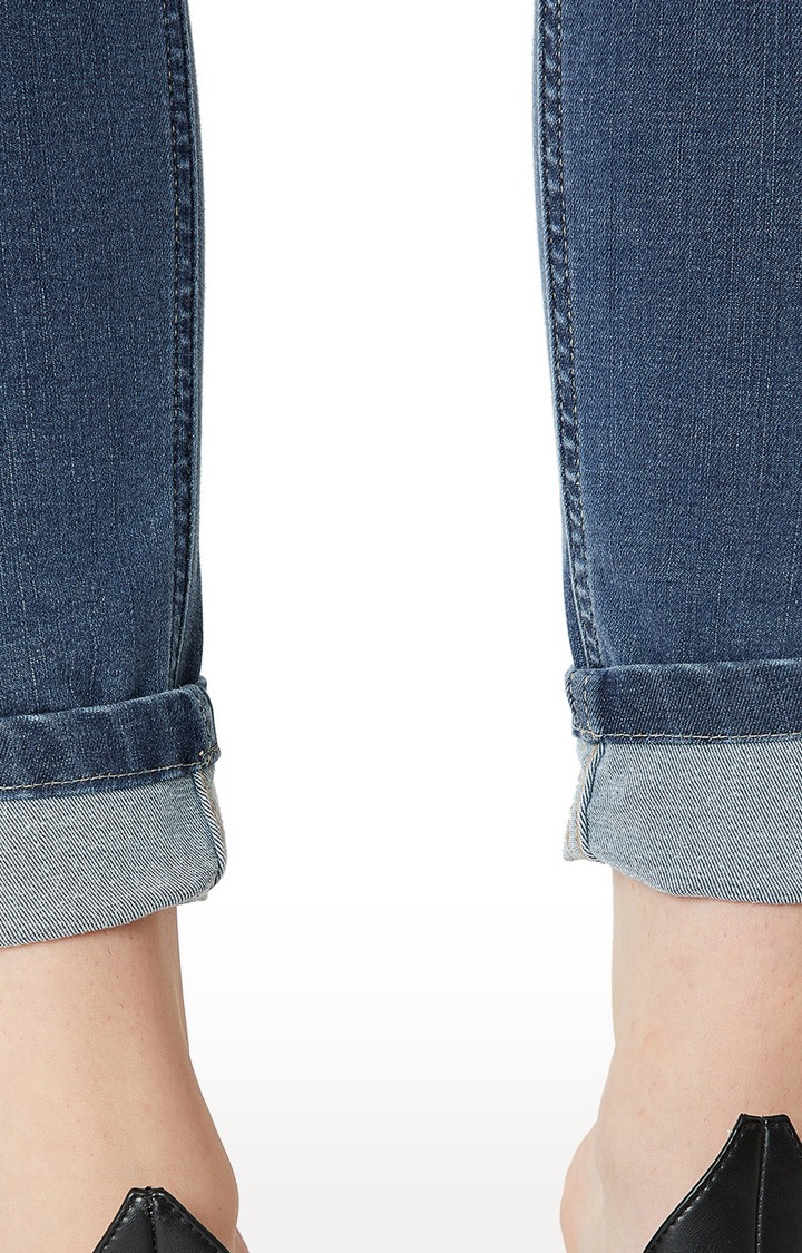 Women's Blue Solid Skinny Jeans