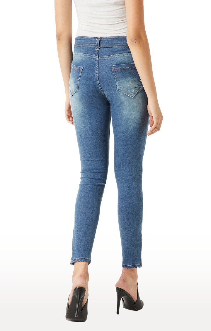 Women's Blue Solid Skinny Jeans