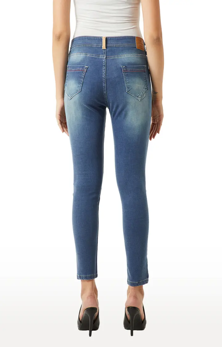 Women's Blue Solid Slim Jeans