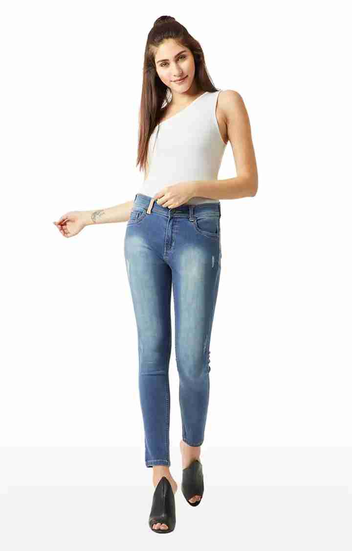 Women's Blue Solid Slim Jeans