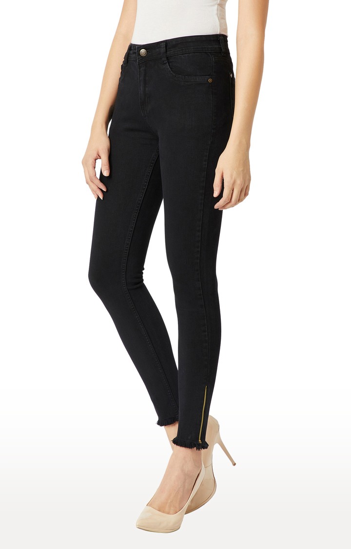 Women's Black Solid Skinny Jeans