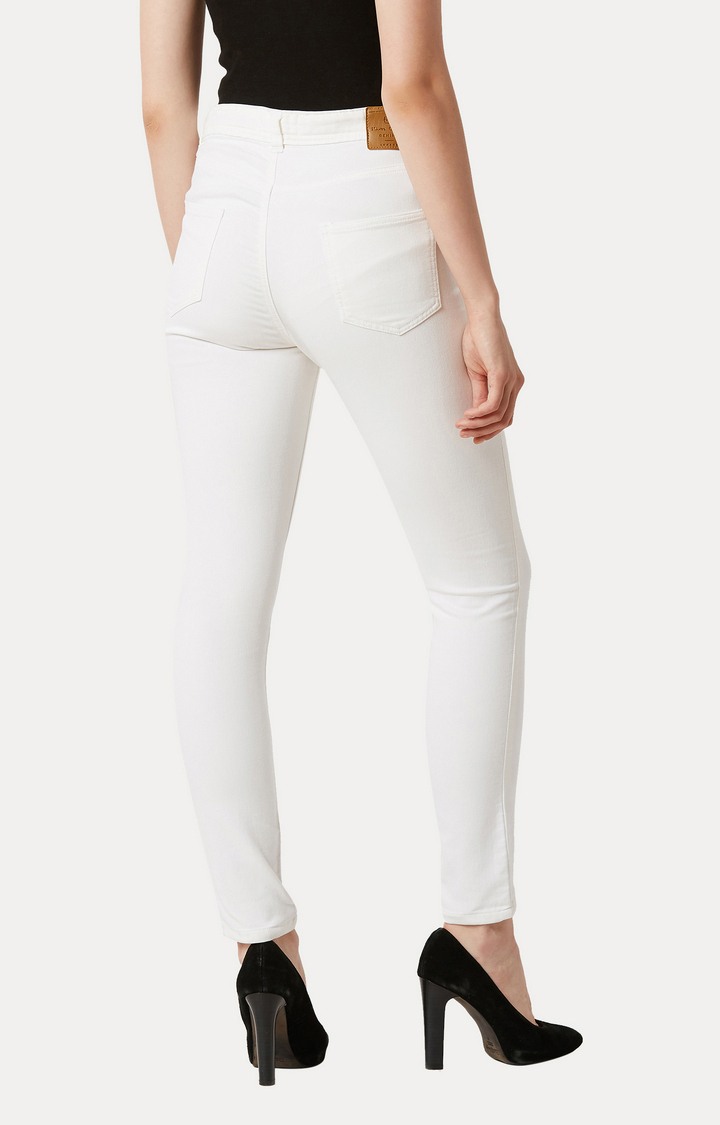 Women's White Solid Skinny Jeans