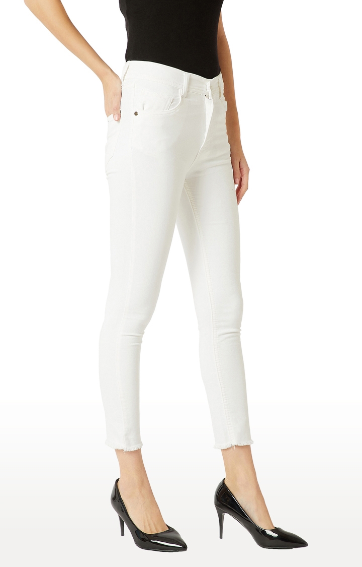 Women's White Solid Skinny Jeans
