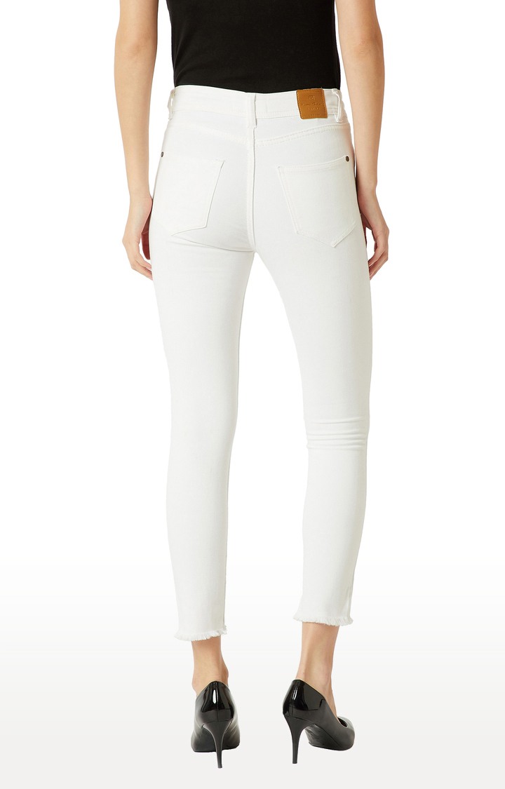 Women's White Solid Skinny Jeans