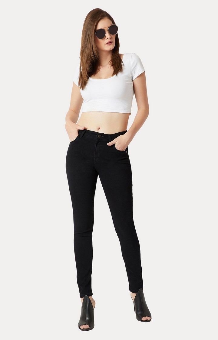 MISS CHASE | Women's Black Solid Skinny Jeans 1