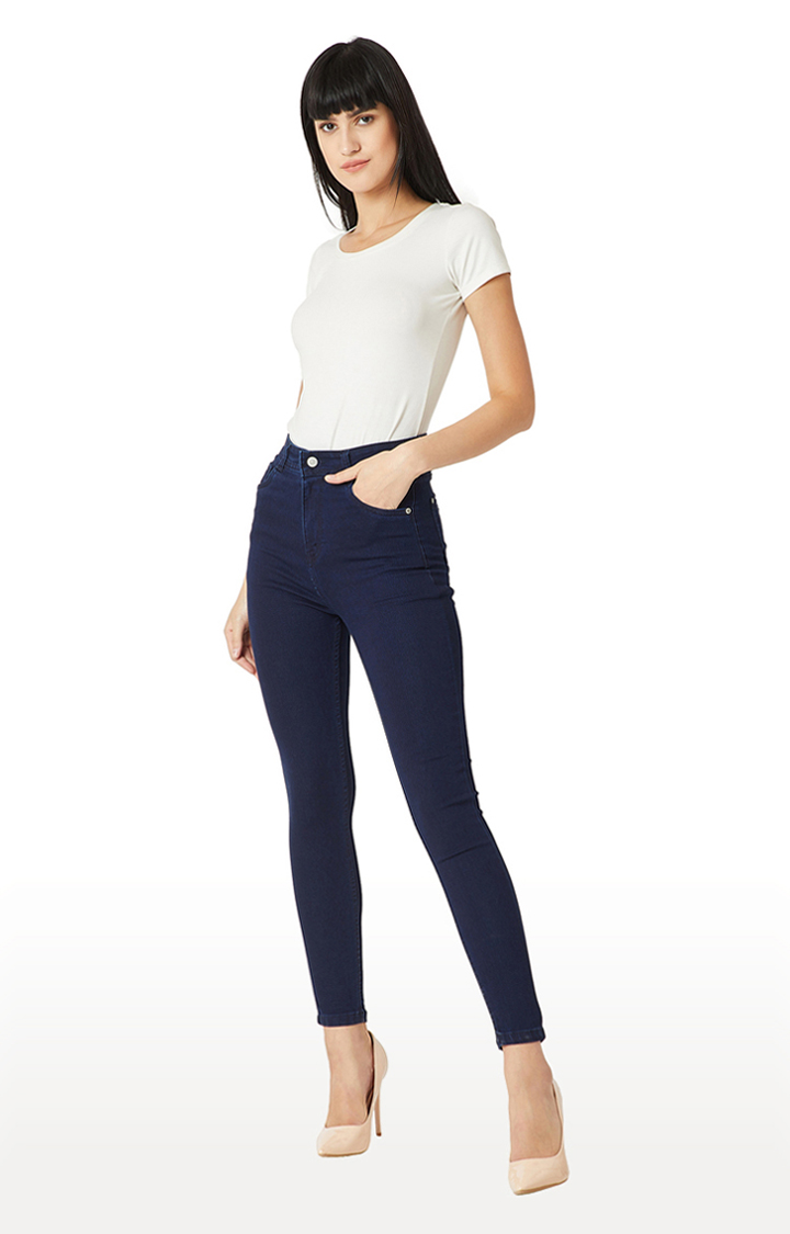 Women's Blue Solid Skinny Jeans