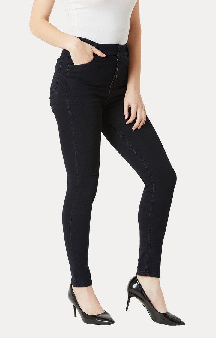 Women's Black Solid Skinny Jeans