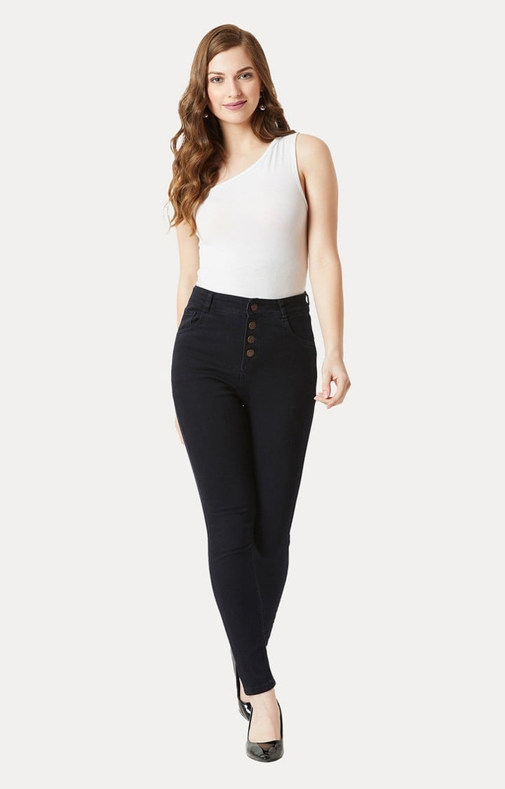 Women's Black Solid Skinny Jeans