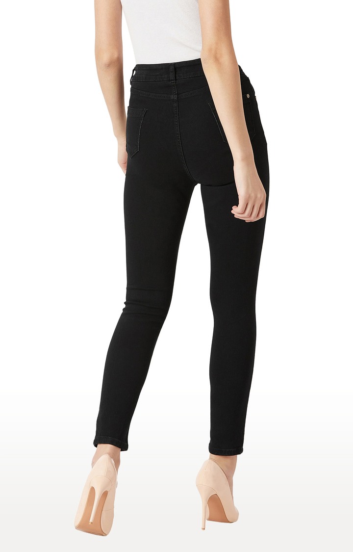 Women's Black Solid Skinny Jeans