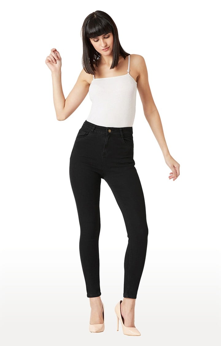 Women's Black Solid Skinny Jeans