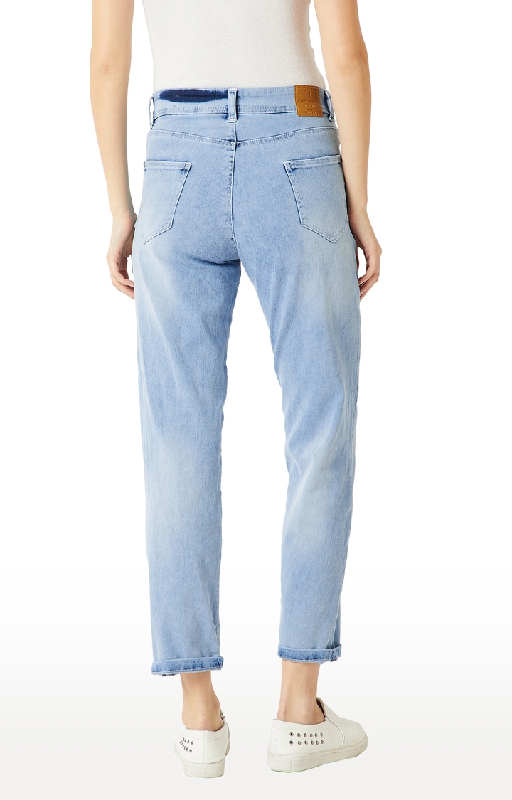 MISS CHASE | Women's Blue Solid Mom Jeans 3