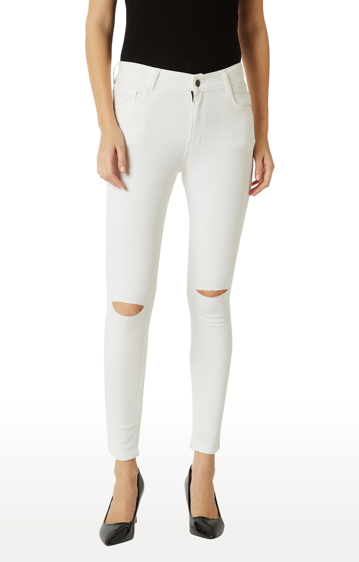 Women's White Ripped Ripped Jeans