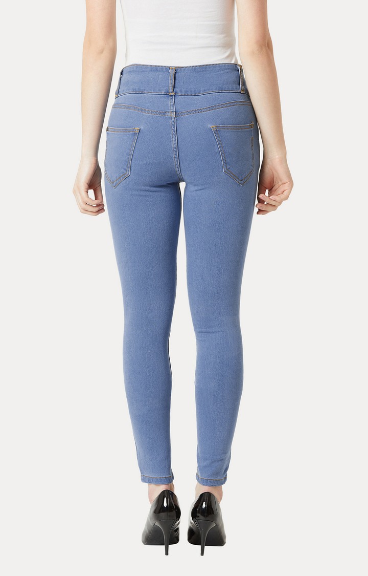 Women's Blue Solid Skinny Jeans