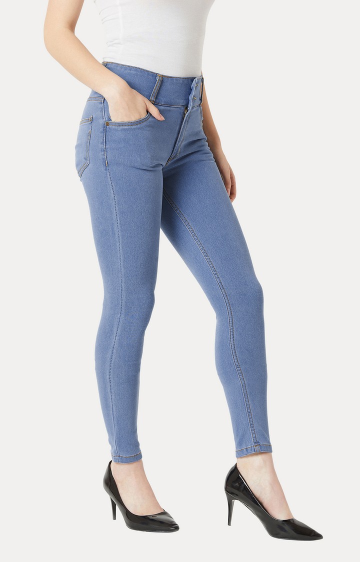 Women's Blue Solid Skinny Jeans