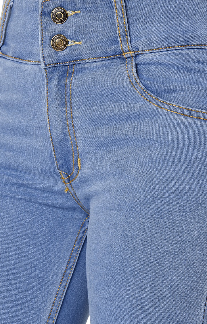 Women's Blue Solid Skinny Jeans