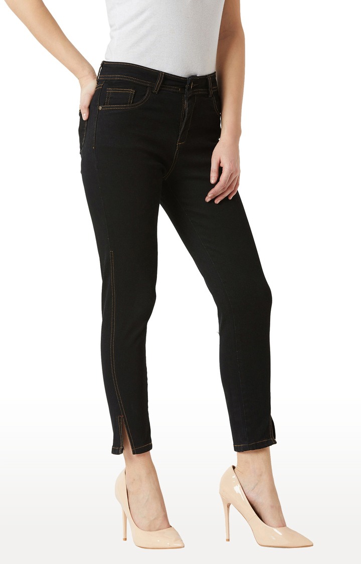 Women's Black Solid Skinny Jeans