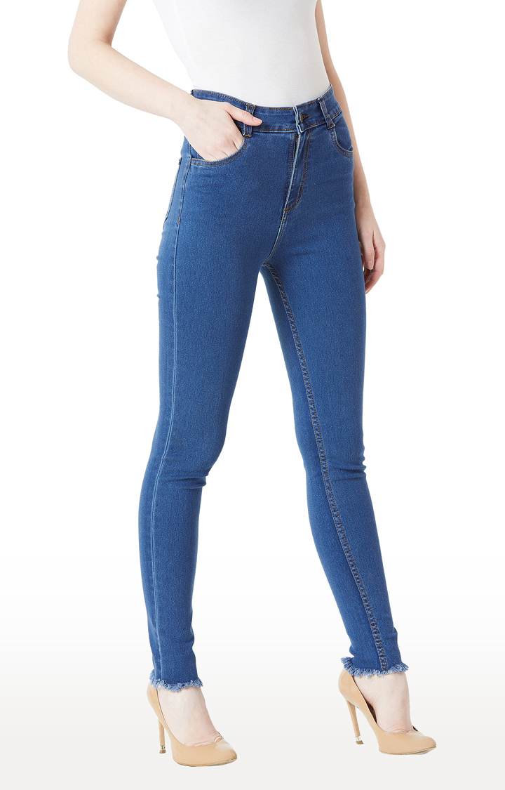 Women's Blue Solid Skinny Jeans