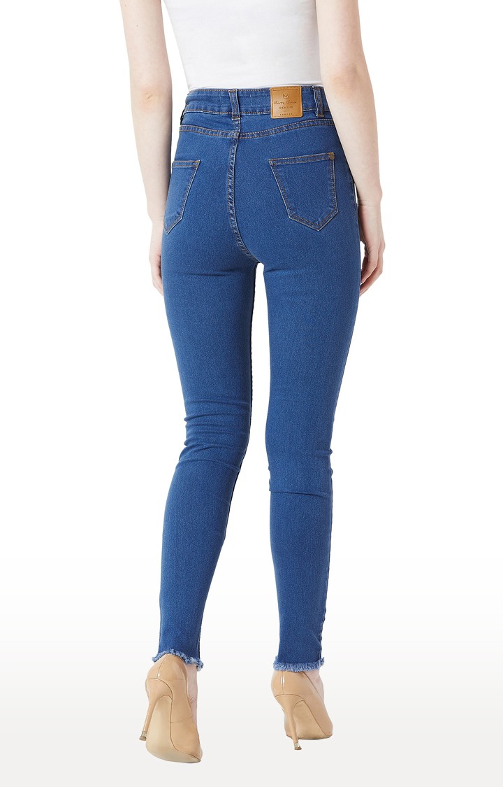 Women's Blue Solid Skinny Jeans