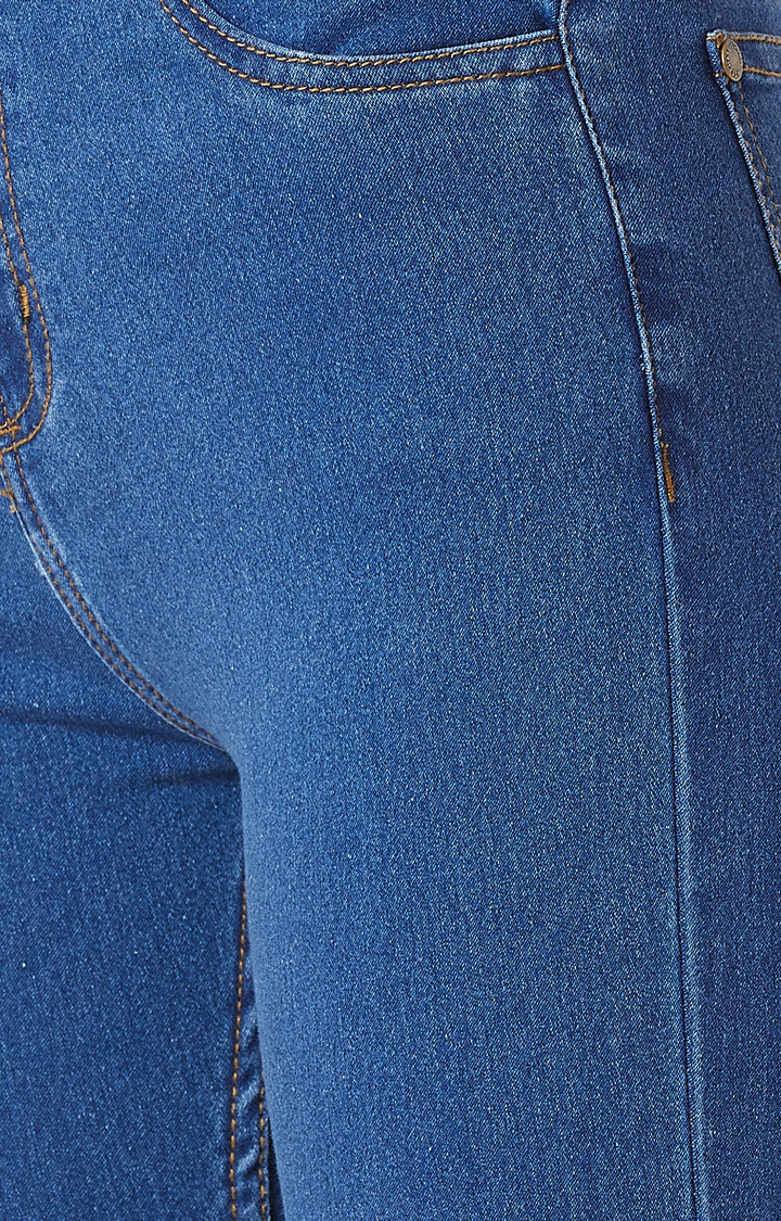 Women's Blue Solid Skinny Jeans