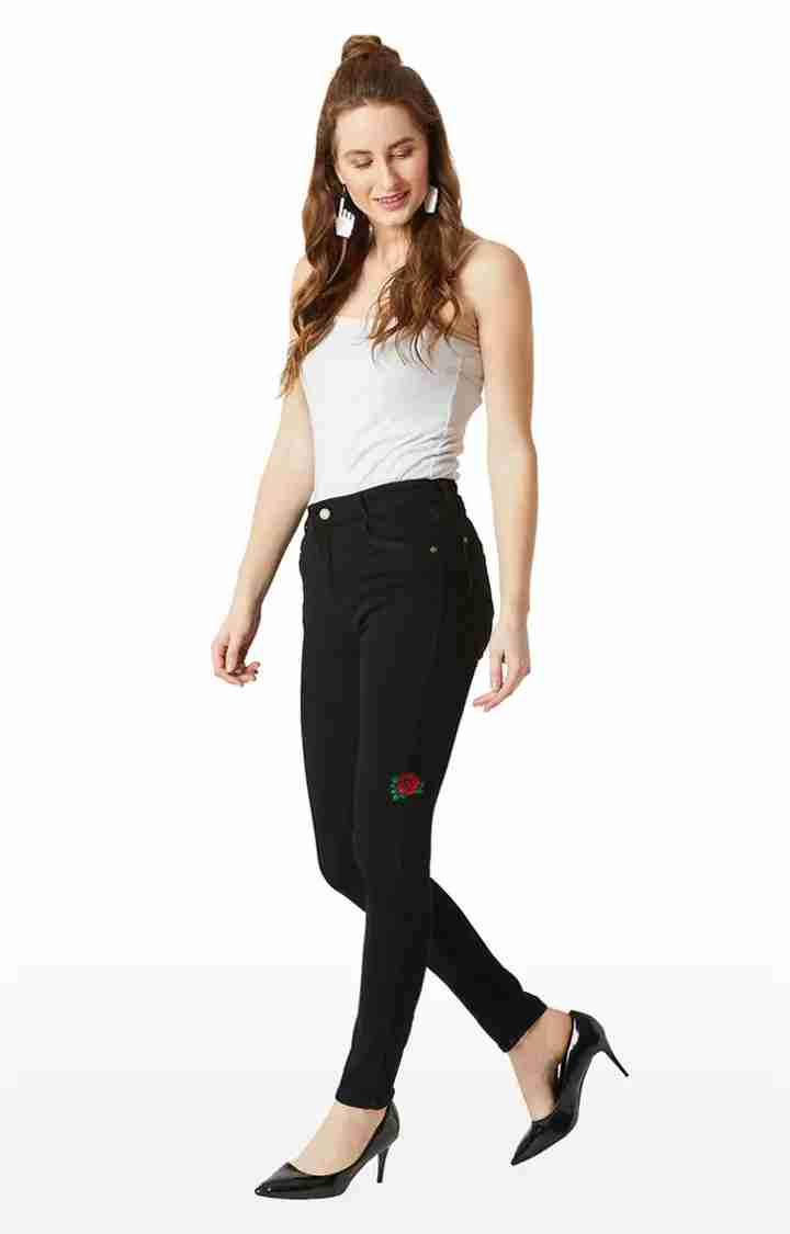 Women's Black Solid Skinny Jeans