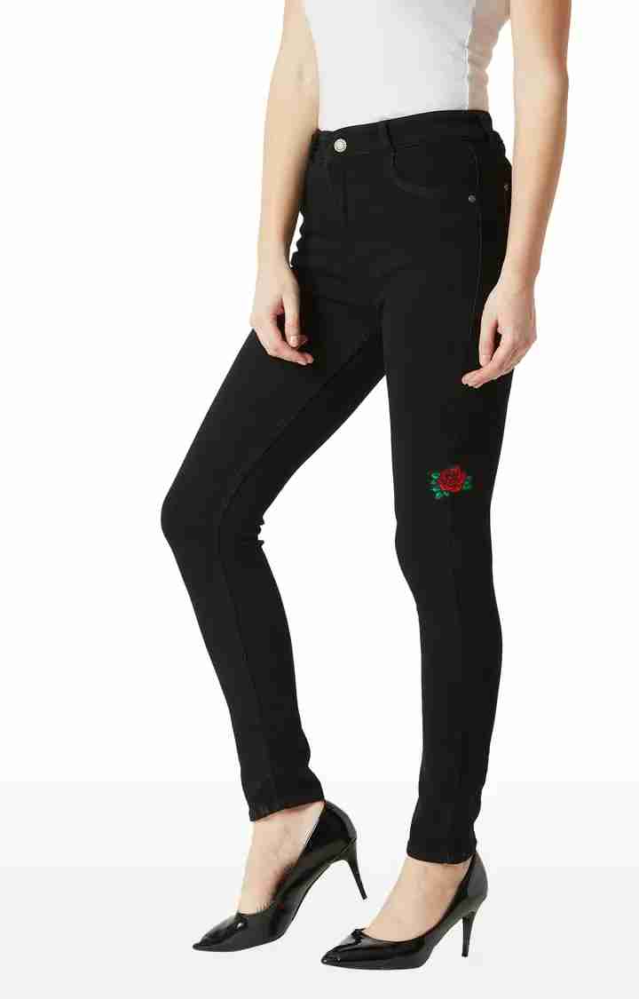 Women's Black Solid Skinny Jeans