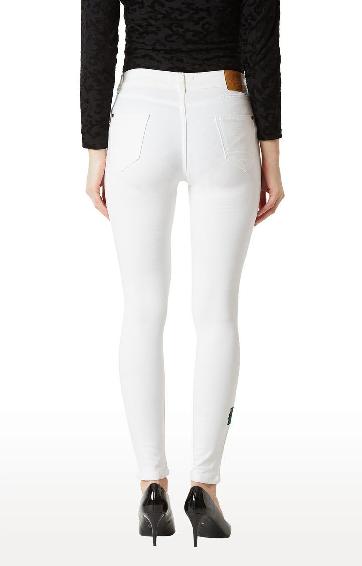 Women's White Solid Skinny Jeans