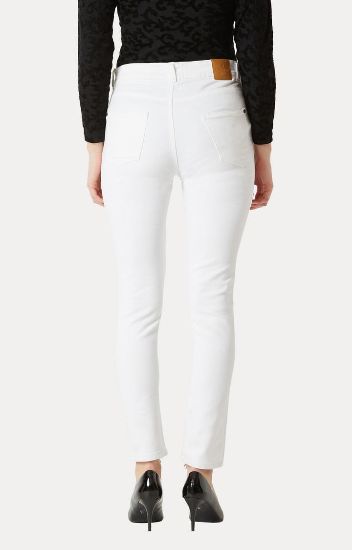 Women's White Solid Skinny Jeans