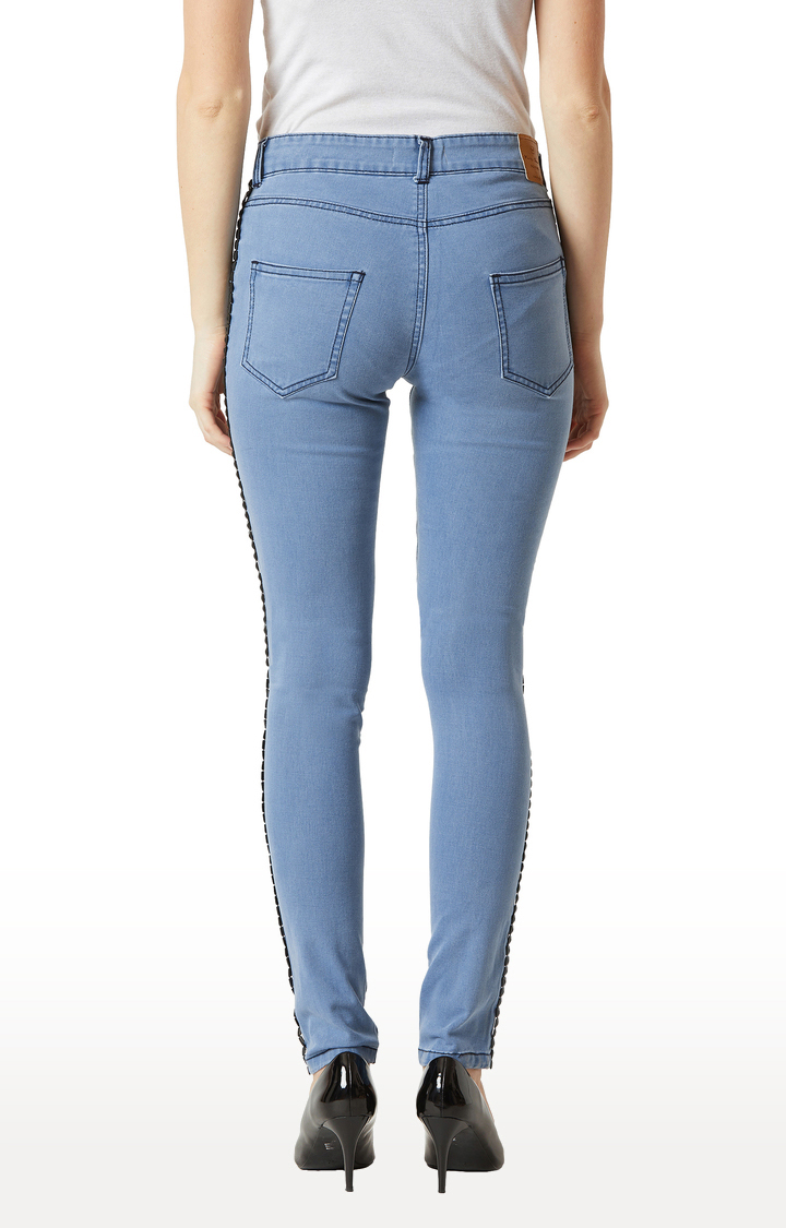 Women's Blue Solid Skinny Jeans