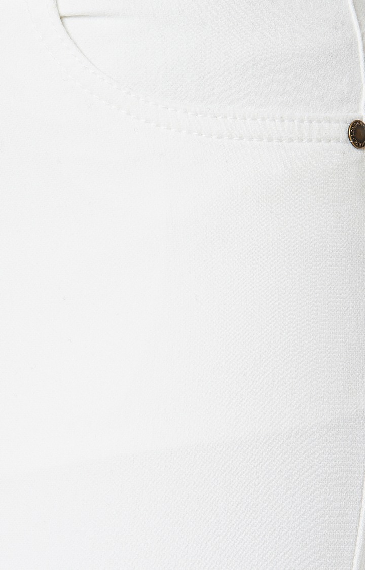 Women's White Solid Skinny Jeans