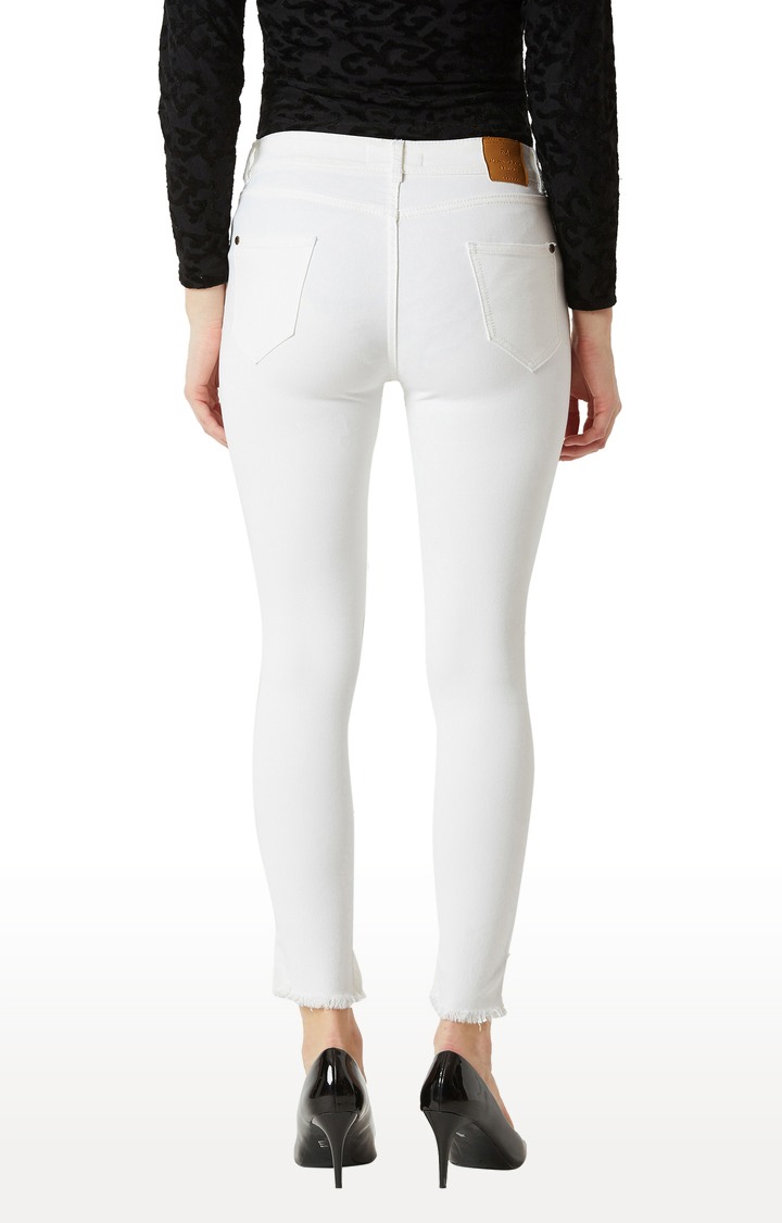 Women's White Solid Skinny Jeans