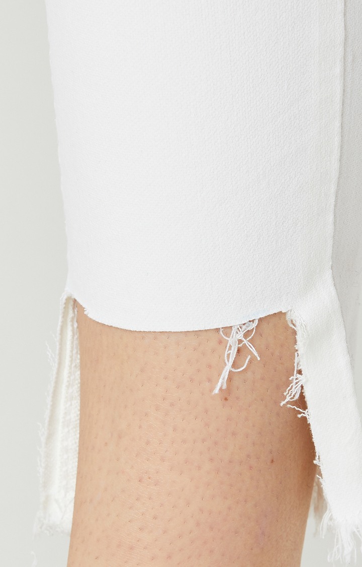 Women's White Solid Skinny Jeans