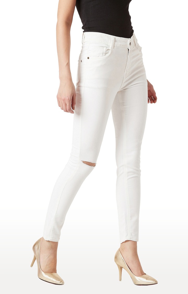 Women's White Ripped Ripped Jeans