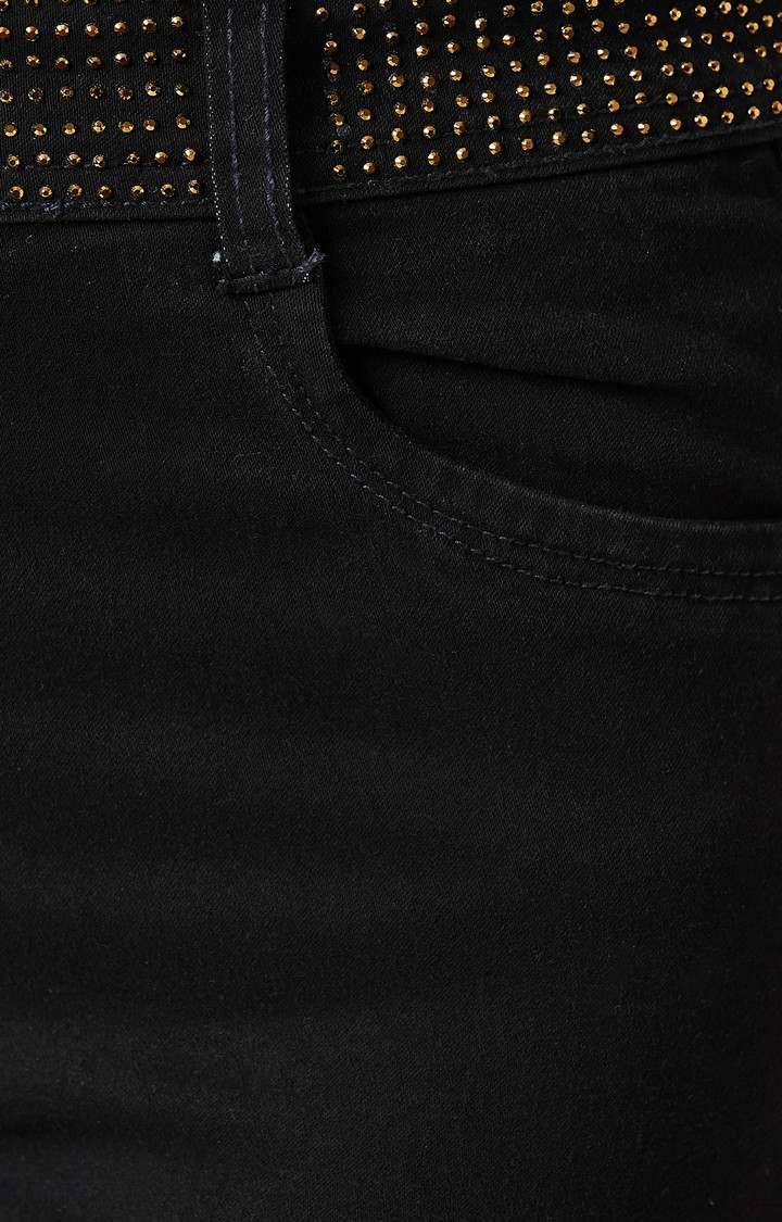 Women's Black Solid Skinny Jeans
