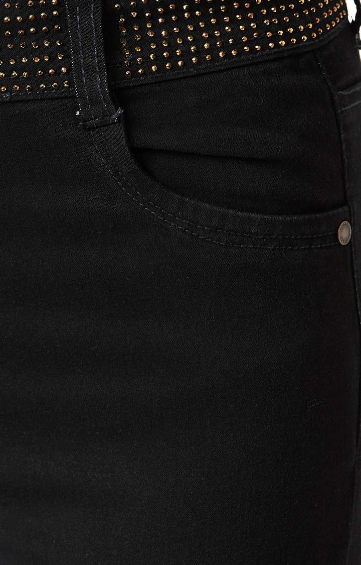 Women's Black Solid Skinny Jeans