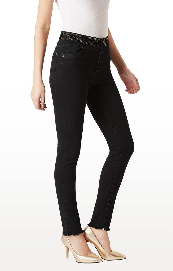 Women's Black Solid Skinny Jeans