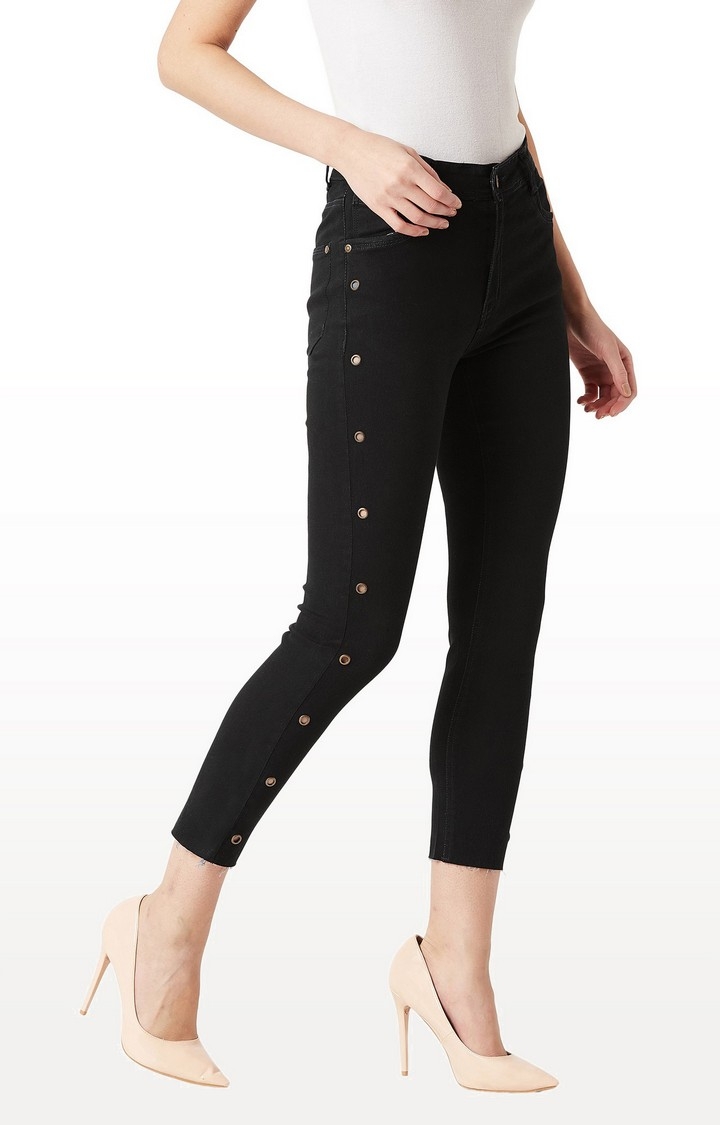 MISS CHASE | Women's Black Solid Capris 0
