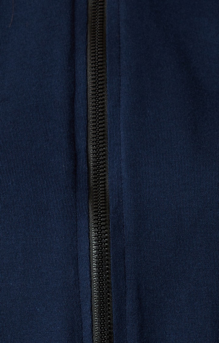 Women's Blue Cotton SolidCasualwear Varsity Jackets