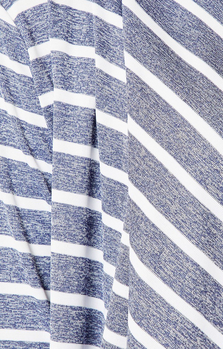Women's Blue Polyester StripedCasualwear Shrugs