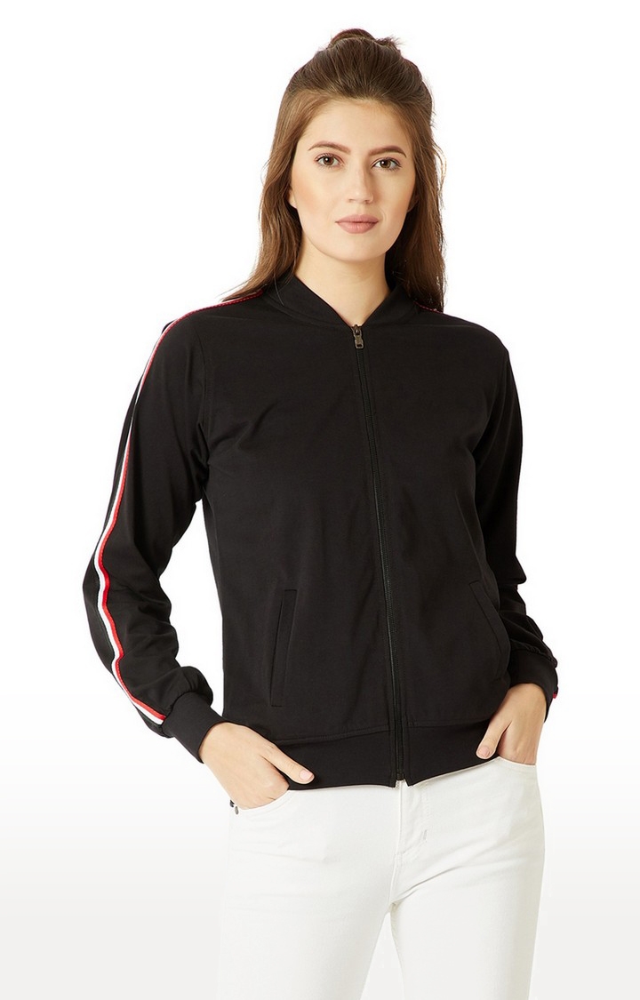 Women's Black Cotton SolidCasualwear Western Jackets