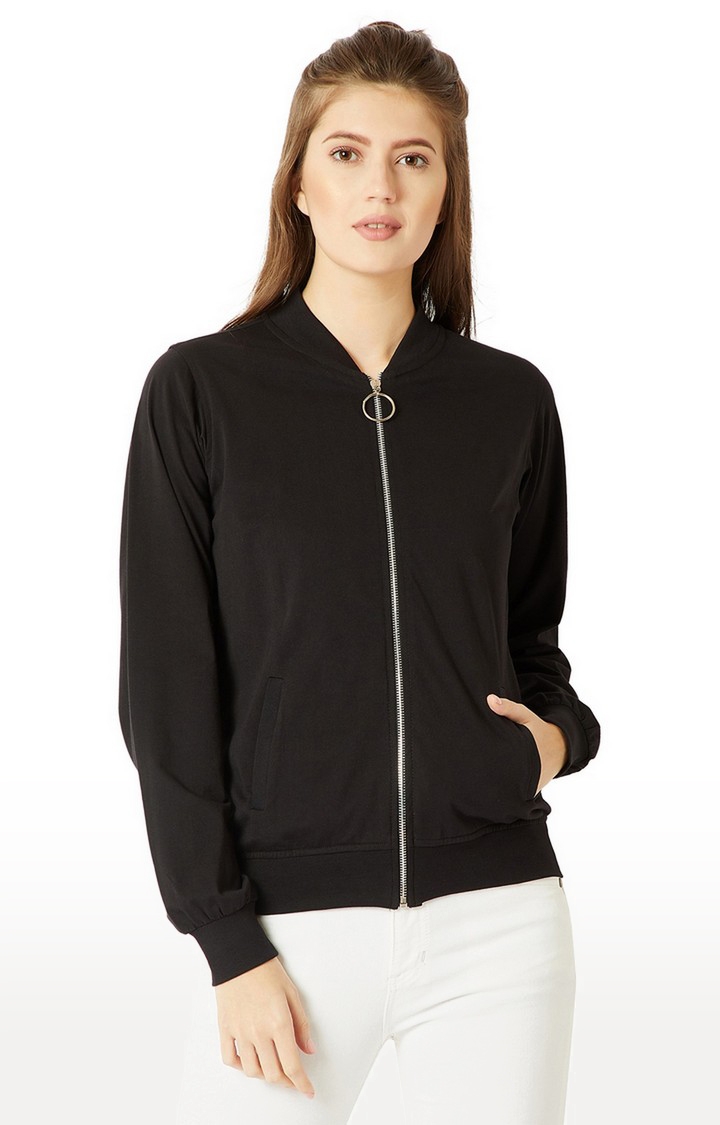 MISS CHASE | Women's Black Solid Western Jackets