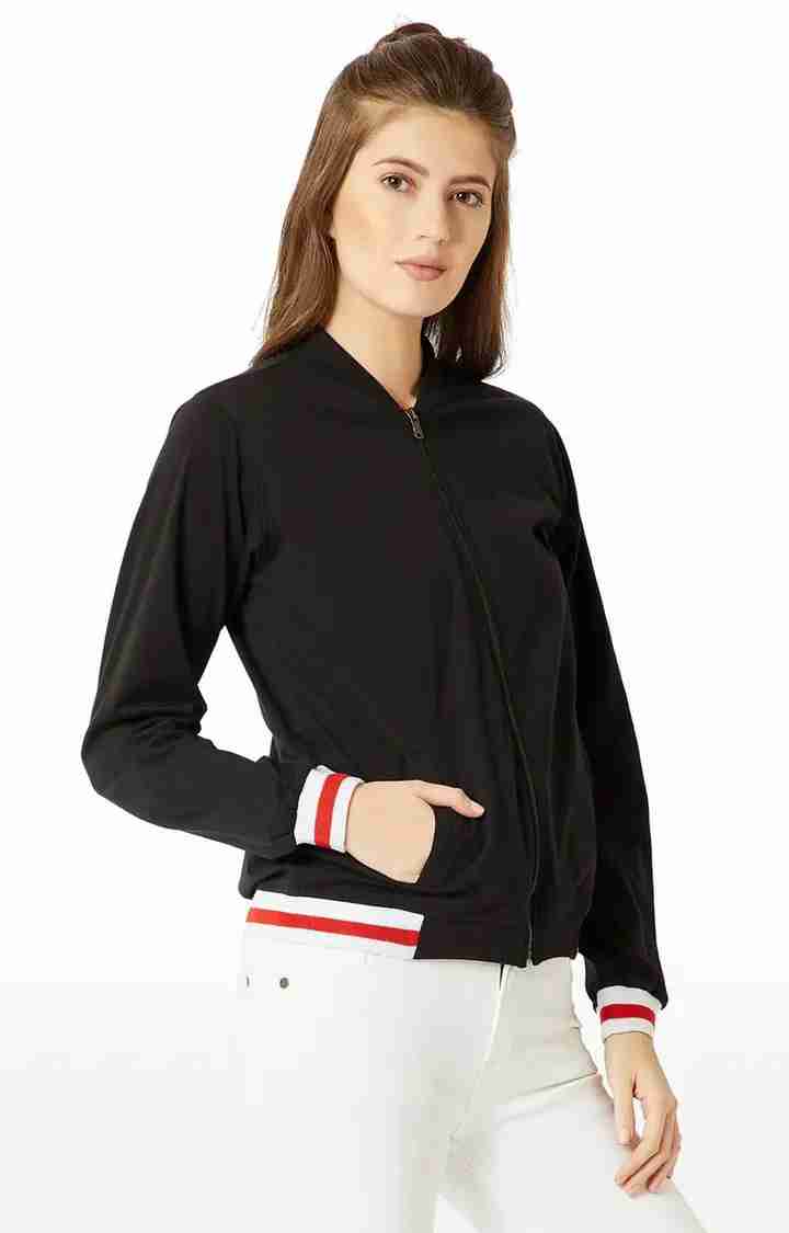 Women's Black Cotton SolidCasualwear Western Jackets